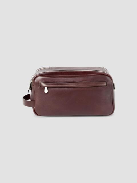 Brunello Cucinelli Calfskin Beauty Case With Double Zipper - Burgundy