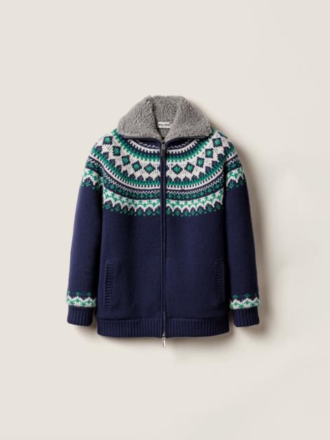 Miu Miu Wool and fleece cardigan with zipper