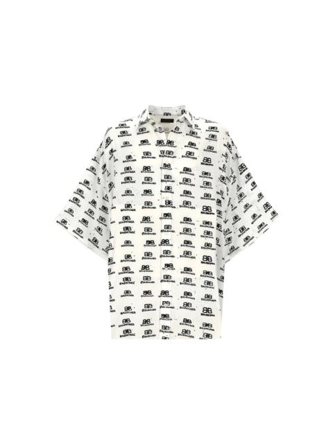 BALENCIAGA Balenciaga Hand Drawn BB Icon Oversize Viscose Shirt White/Black