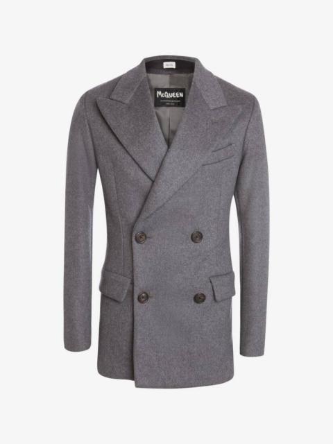 Alexander McQueen Wool Felt Tailored Double-breasted  Jacket in Medium Grey