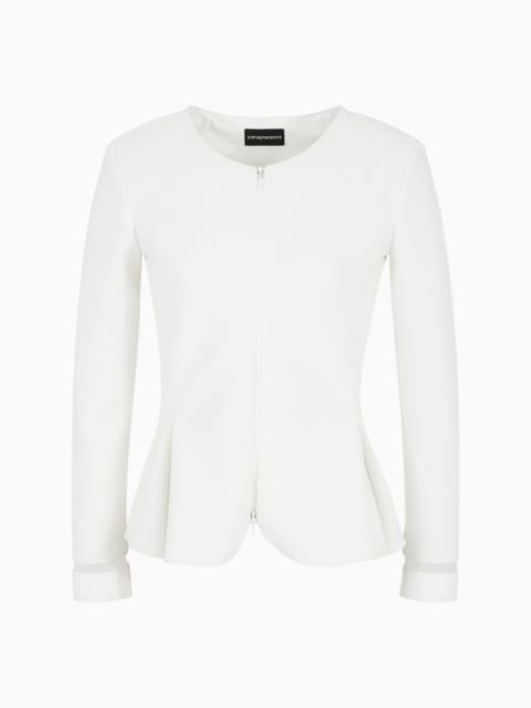 EMPORIO ARMANI Ottoman jersey, single-breasted jacket with godet pleats