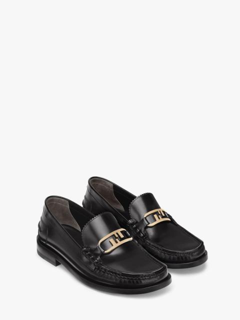 FENDI Black leather loafers