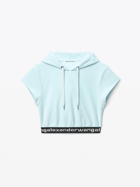 alexanderwang.t CAP SLEEVE HOODIE IN STRETCH CORDUROY