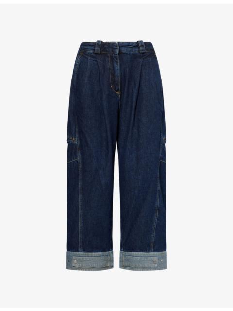 3.1 Phillip Lim Curved Wide-Leg Cropped Denim Trousers