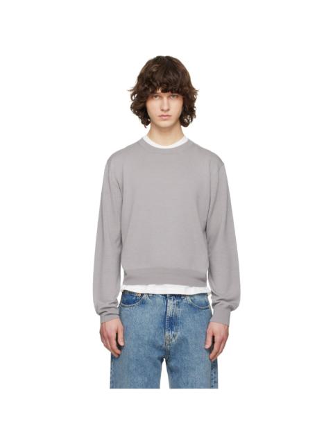 Tonywack Gray Extrafine Wool Crew Neck Knit Sweater