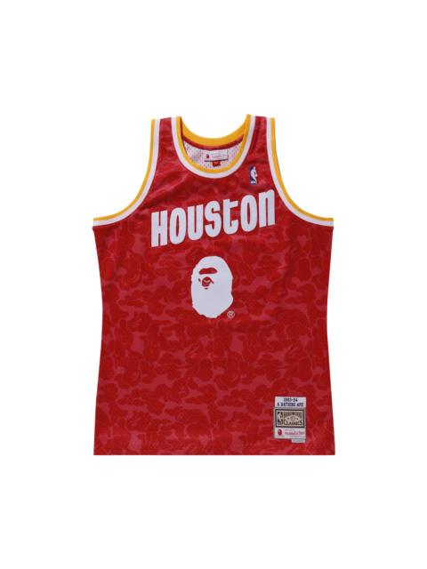 BAPE x Mitchell Ness Rockets Camo Basketball Swingman Jersey 'Red'