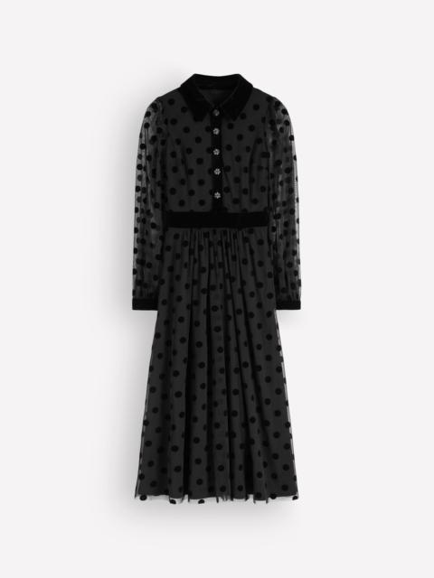 BODEN Contrast Detail Tulle Dress-Black
