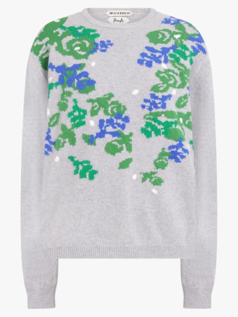 JW Anderson JW X PRINGLE FLORAL CREW NECK KNIT | GREY/MULTI