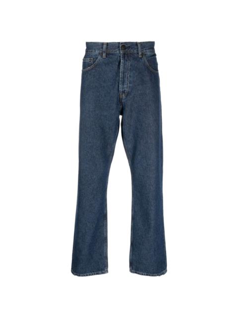 straight-leg logo-patch jeans