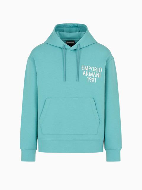 Double-jersey hooded sweatshirt with logo embroidery