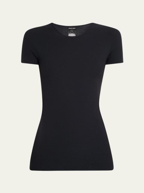 GIORGIO ARMANI Short-Sleeve Seamless Sweater