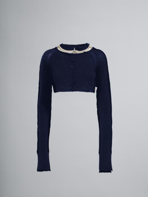 Marni BLUE CASHMERE AND WOOL CROPPED CARDIGAN