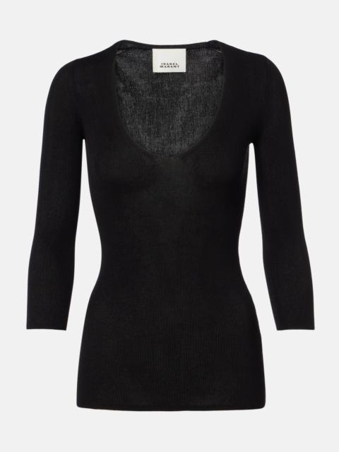 Isabel Marant Felicia knitted cotton-blend top