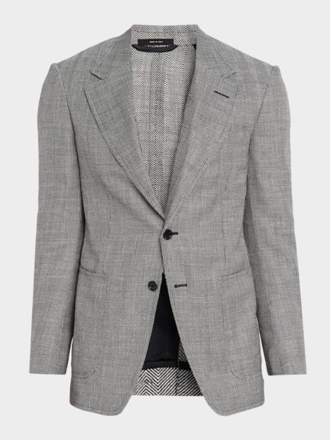 TOM FORD Men's Shelton Wool and Linen Chevron Sport Coat