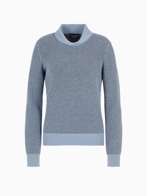 Icon two-tone jumper with a jacquard op-art motif