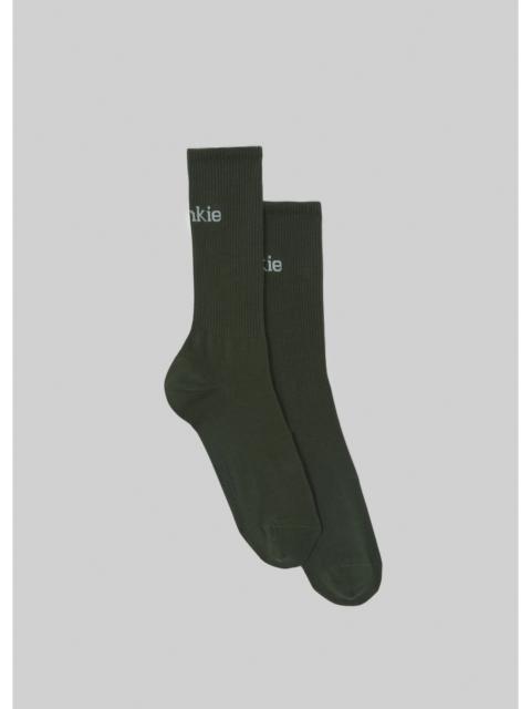The Frankie Shop Frankie in English Ribbed Socks - Army Green