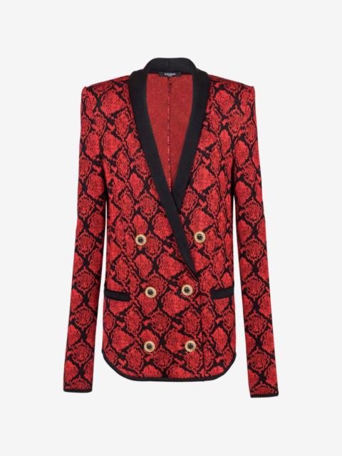 Balmain snake-effect double-breasted blazer