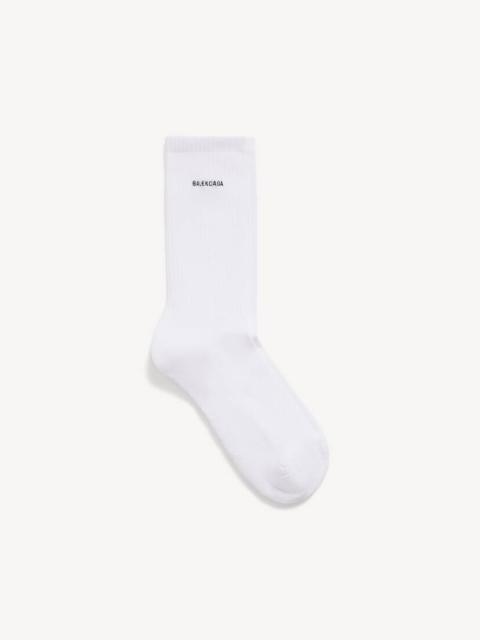 BALENCIAGA Men's Logo Socks in White/black