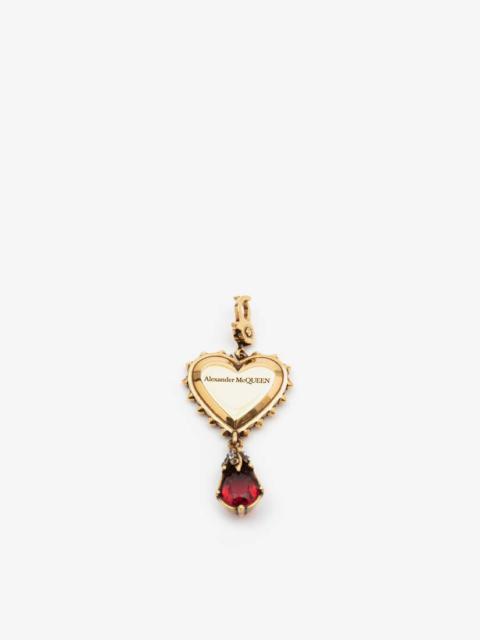 Alexander McQueen Studded Heart Charm in Antique Gold