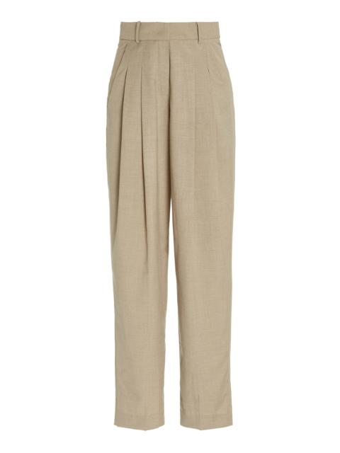 The Frankie Shop Gelso Pleated Suiting Wide-Leg Trousers neutral