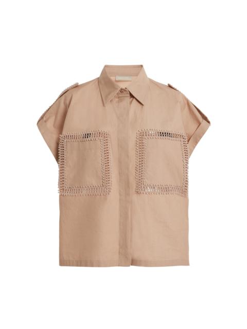 ELIE SAAB Cutout Poplin Shirt khaki