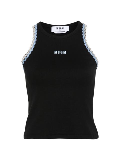 MSGM logo-embroidered tank top