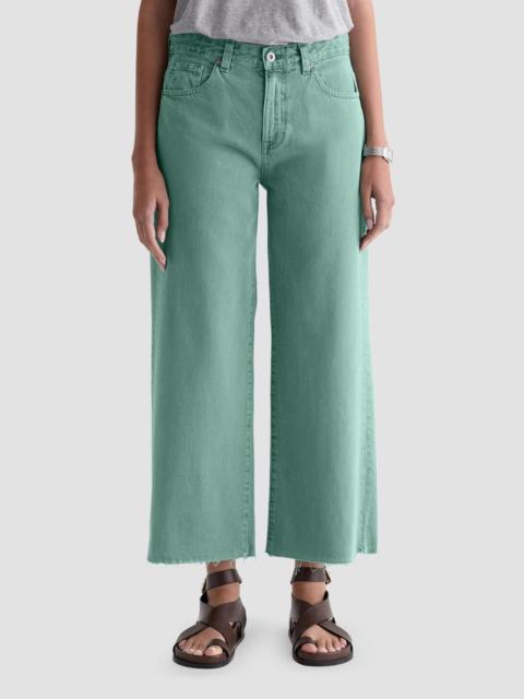 AG Jeans Women's Saige Cotton Wide-Leg Crop Jeans - Sulfur Sunwashed Jade
