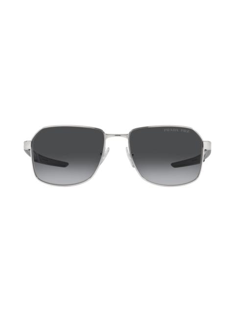 Prada 57mm Polarized Gradient Rectangular Sunglasses