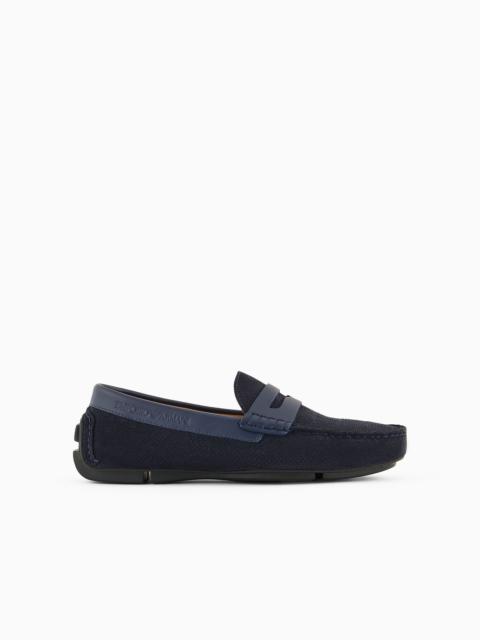 EMPORIO ARMANI Micro-perforated suede driving loafers