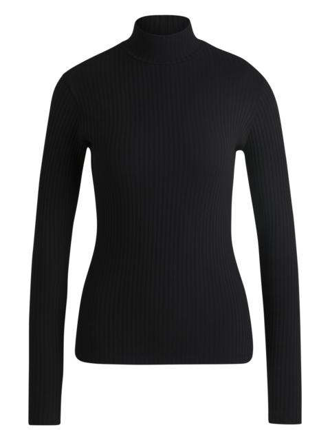 HUGO STRETCH-COTTON SLIM-FIT T-SHIRT WITH LOGO PRINT