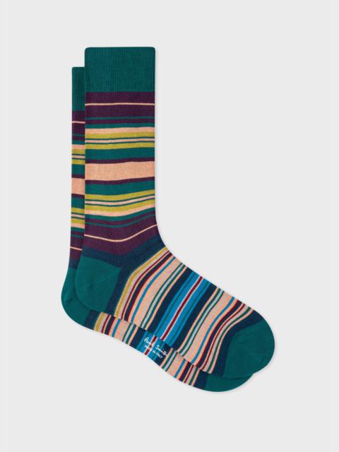 Paul Smith Dark Green Mixed Stripe Socks
