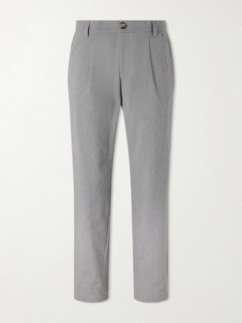 Oliver Spencer Morton Straight-Leg Pleated Checked Cotton-Blend Suit Trousers