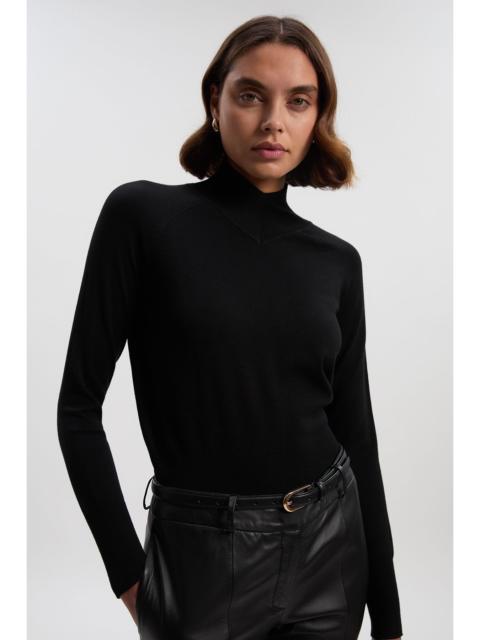 KAREN MILLEN Viscose Blend High Neck Knit Jumper