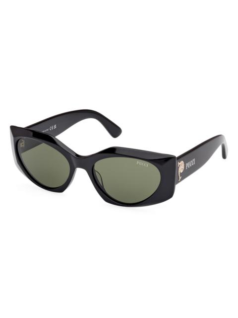 PUCCI Women's 55MM Cat-Eye Sunglasses - Black Green
