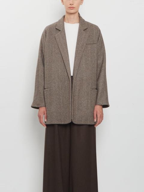 DUŠAN Herringbone Cashmere Blazer — Dark Taupe