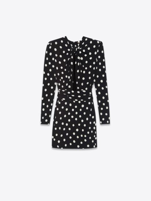 plunging knot mini dress in dotted sablé