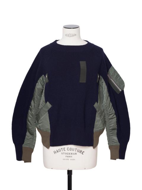 sacai Wool Knit x Nylon Twill Pullover