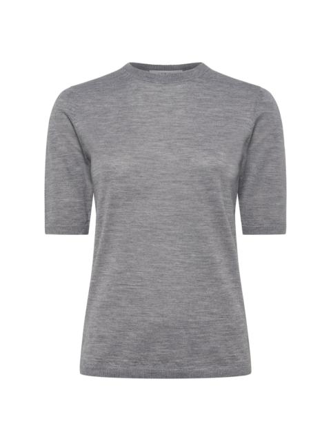 GABRIELA HEARST Brunner Knit T-Shirt in Heather Grey Cashmere Silk