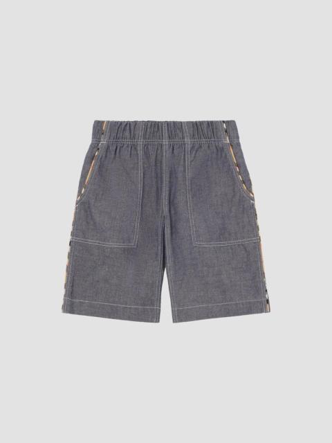 Burberry Boy's Little Boy's & Boy's Check-Trimmed Cotton Shorts - Damson Blue Melange