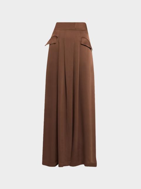 RAMY BROOK Zella Pleated Satin Maxi Skirt