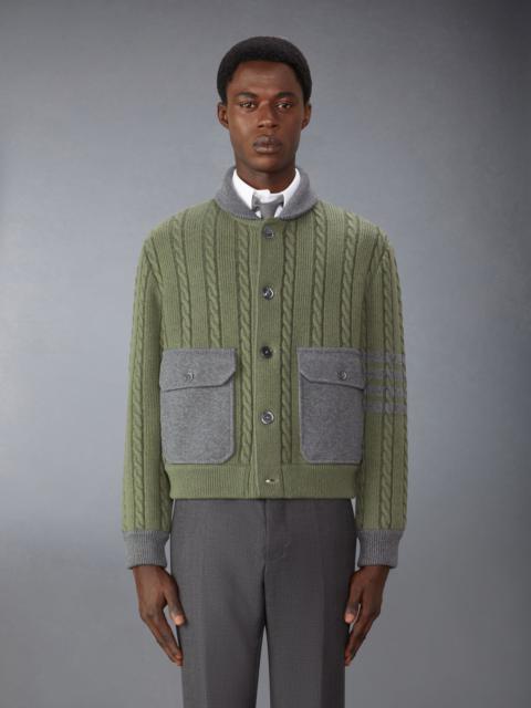 Thom Browne Merino Wool and Cotton Cable Bomber Jacket