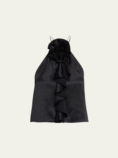 Cinq à Sept Hallie Silk Rose Ruffle Top
