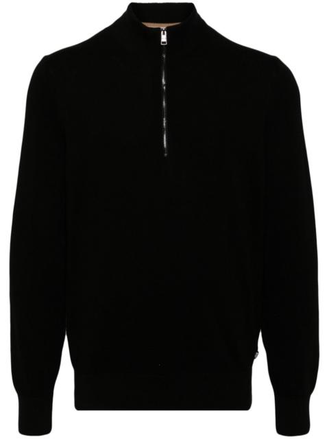 BOSS zip-up cotton jumper