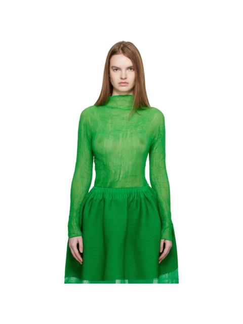 ISSEY MIYAKE Green Chiffon Twist 3 Top