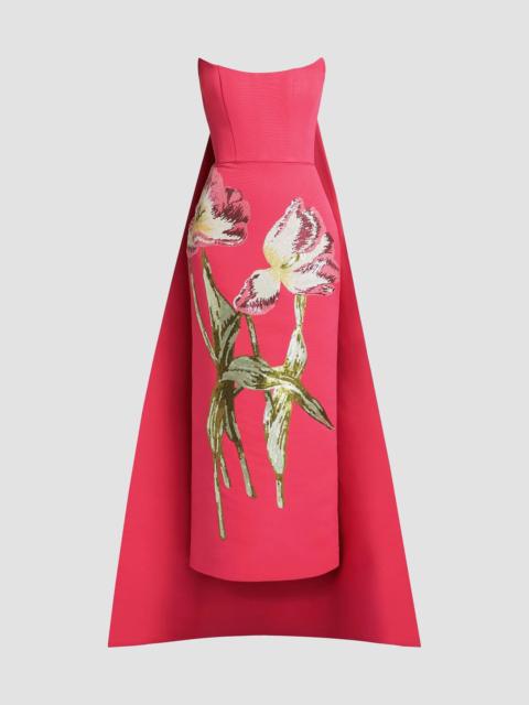 AMSALE Women's Sequined Floral Strapless Gown - Cerise