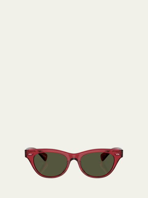 Oliver Peoples Avelin Havana Acetate Butterfly Sunglasses