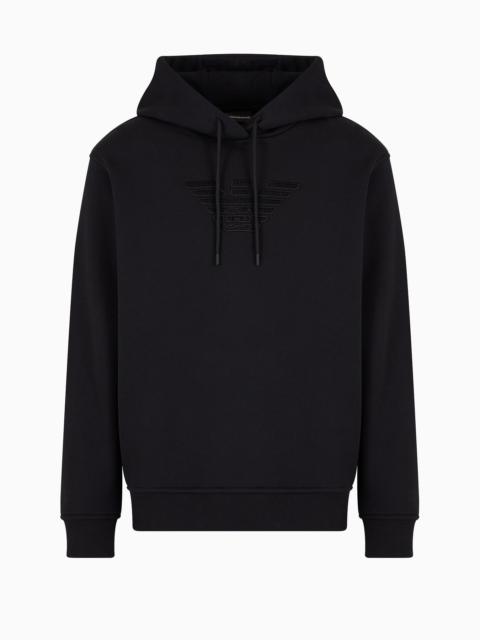 Hooded jersey sweatshirt with logo embroidery