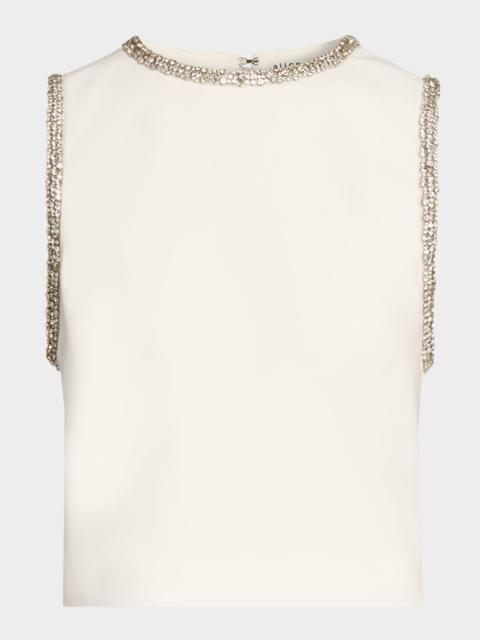 Alice + Olivia Amal Embellished Satin Top