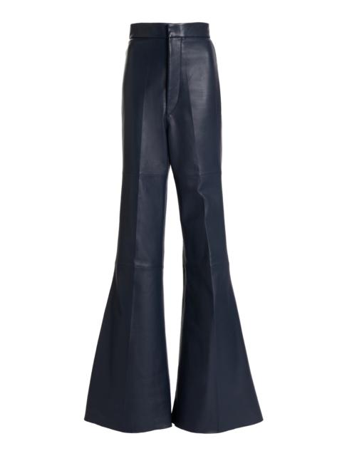 Lamb Leather High-Waisted Flared Pants black