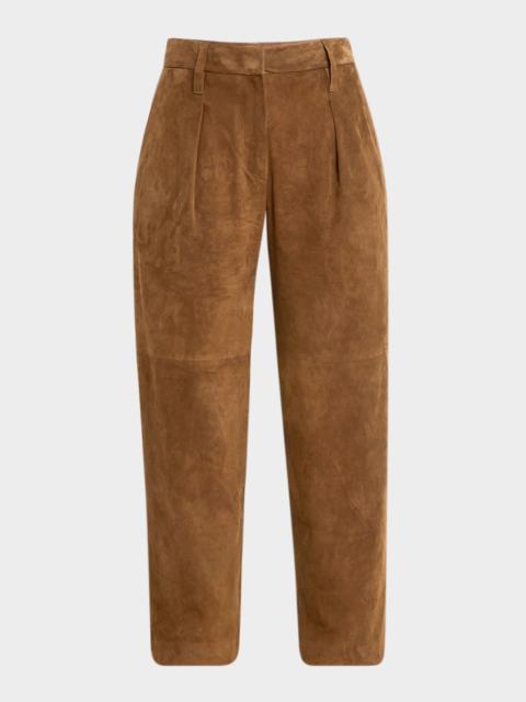 Brunello Cucinelli Cropped Suede Trousers